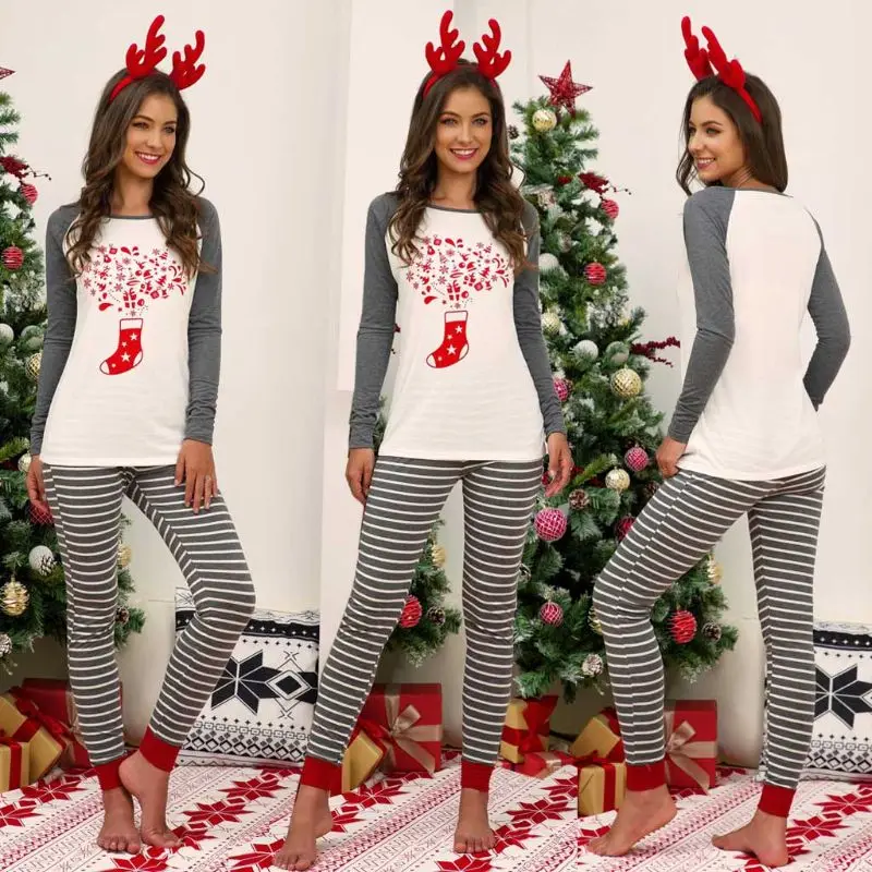 Женская рождественская пижама с принтом букв реглан для рождественской