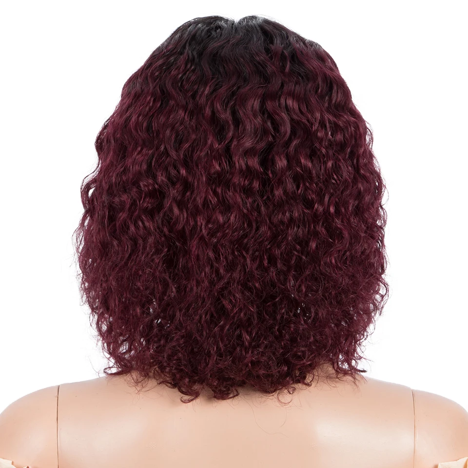 lekker curto encaracolado bob parte do laço peruca de cabelo humano para as mulheres nntural ondulado brasileiro remy cabelo ombre loira glueless perucas vermelhas