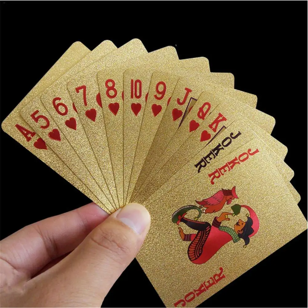 Новые золотые игральные карты игра роскошные золотые фольги Покер набор пластиковые фольги Покер прочные водостойкие карты подарок коллекция настольные игры