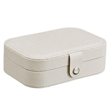

Jewelry Portable Multifunctional Simple Small PU Leather Two Layers Travel Container For Women Storage Box
