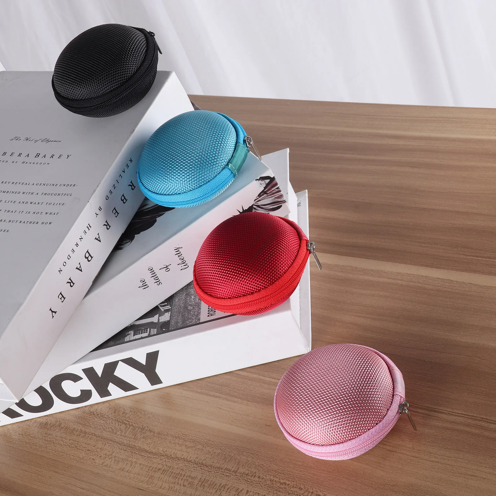 

1pc Colorful Portable Mini Zipper Round Hard Storage Case for Earphone Card USB Cable Organizer Box Lightweight Bag Money Purses