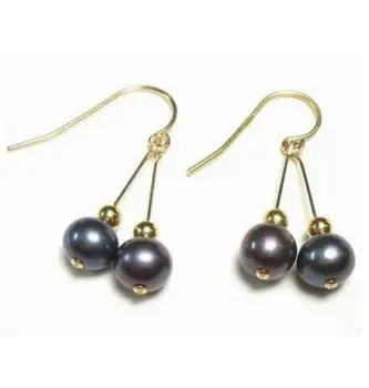 

free shipiing HOT NEW AAA NATURAL BLACK PEARL EARRINGS 14K/20 hook