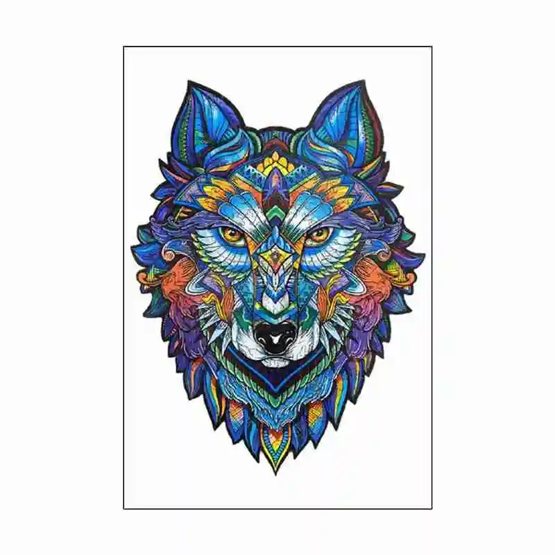 Wolf  Shape DIY Wooden Puzzle For Adults Children Wooden Puzzles Animal Gift Wooden Jigsaw Puzzle for Kids Toys 17