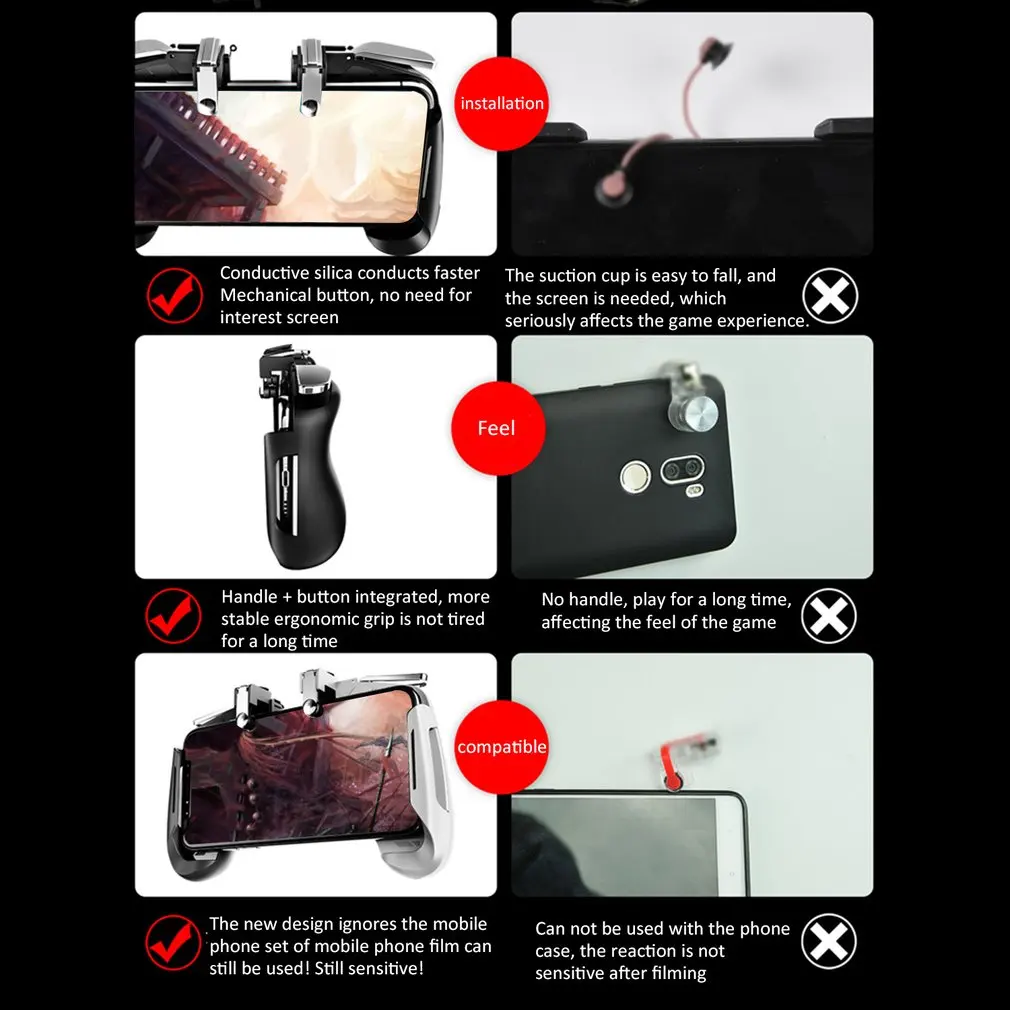  for PUBG Mobile Game Controller Gamepad Trigger Aim Button AK16 Shooter Joystick For IPhone Android