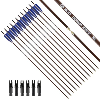 

Musen 6/12PCS 31" Spine 500 ID6.2mm Wooden Carbon Arrow Shaft with Archery 31Inch Carbon Hunting Arrows 4-Inch Turkey Feather