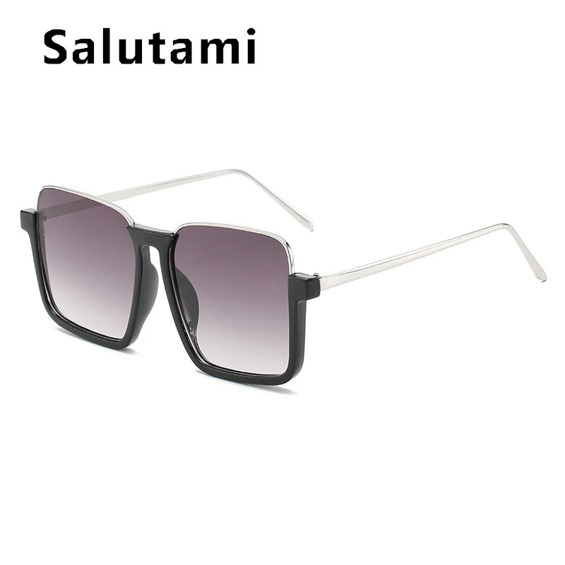 Женские солнцезащитные очки с квадратной оправой, Ретро стиль, элегантные солнцезащитные очки - Цвет линз: black gray