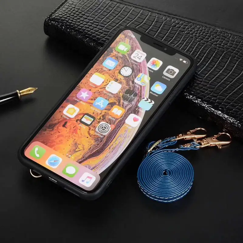LOVERONY Карманный кожаный чехол для телефона iPhone 11 Pro MAX XS XR X с ремешком роскошный