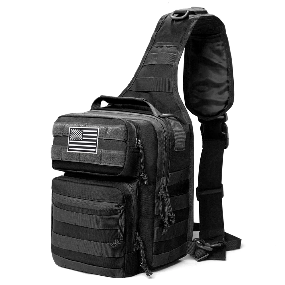  600D Military Tactical Single Shoulder Backpack Army Molle Assault Sling Bag Small EDC One Strap Da