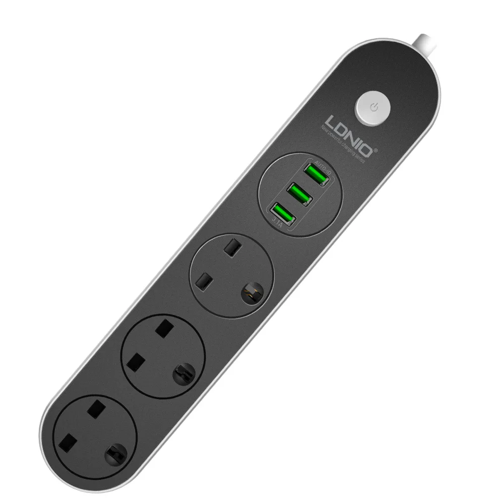

USB Power Strip 3 USB Port 5V 3.1A Charger Adapters 3 AC Power Socket Outlets UK Plug Extension Socket with Switch