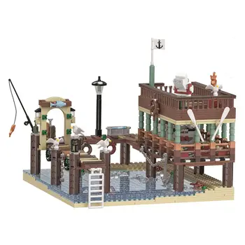 

1394Pcs MOC Small Particle 3D Street View Fish House Pier Building Blocks DIY Assembly Building Kit Model Education Toy For Kid
