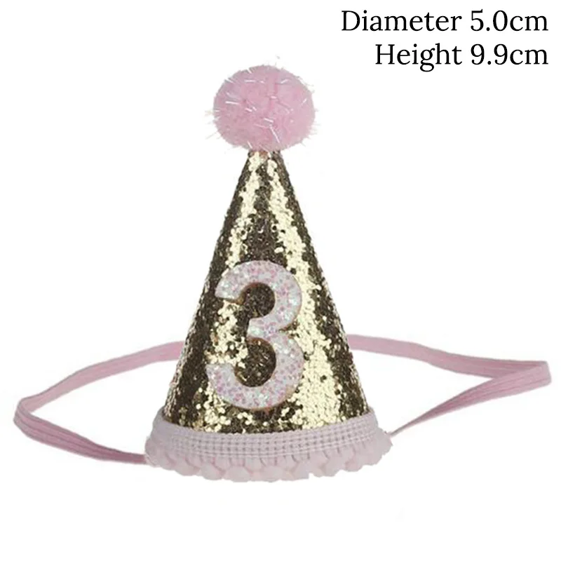 WEIGAO 1 шт. 1/2/3 шляпы для вечеринки по случаю Дня Рождения лента для волос в виде короны корона для принца и принцессы повязка на голову Baby Shower дети День рождения украшения - Цвет: mini hat Pink 3