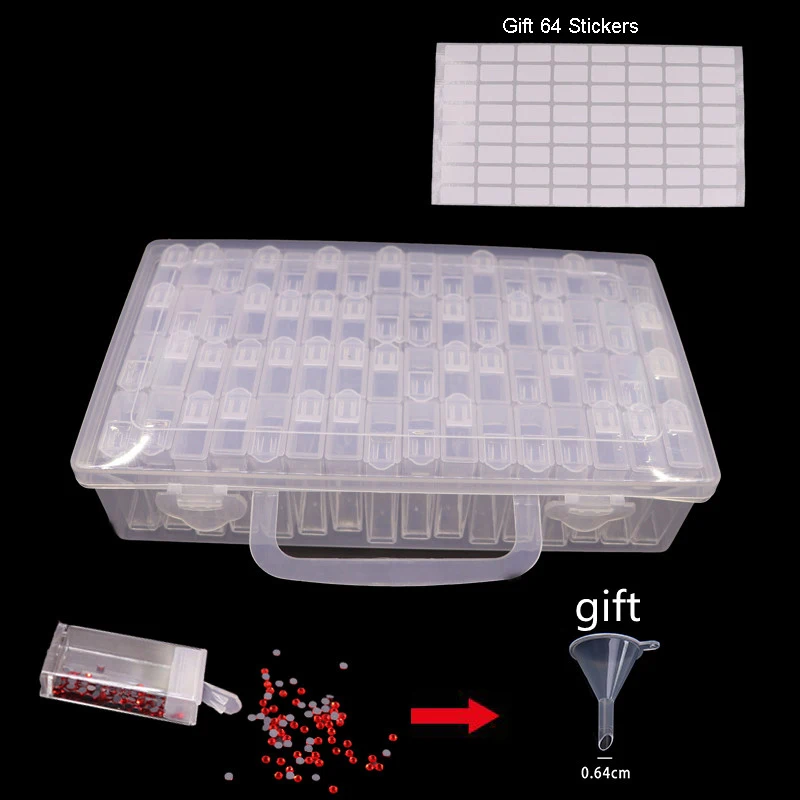 64-Cells-Plastic-Storage-Box-Funnel-and-Stickers-Sets-for-Diamond-Painting-Accessories-Tools-Container-Box