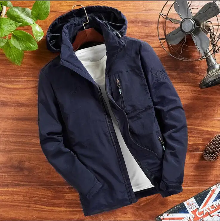 Водонепроницаемое пальто, Мужская осенняя куртка, быстросохнущая ветрозащитная куртка, повседневное пальто, ветровка, свободные мужские куртки и пальто, M 5XL - Цвет: Тёмно-синий