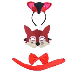 Вечерние костюмы с изображением лисы, костюм для косплея, реквизит для выступлений, Рождество, Хэллоуин, Детская повязка на голову с маской
