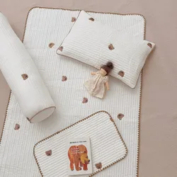 Korean Quilted Cotton Baby Bed Sheet for Baby Cot Crib Bedding Sheets Bear Embroidery Baby Children's Bed Linen Bed Cover Spread