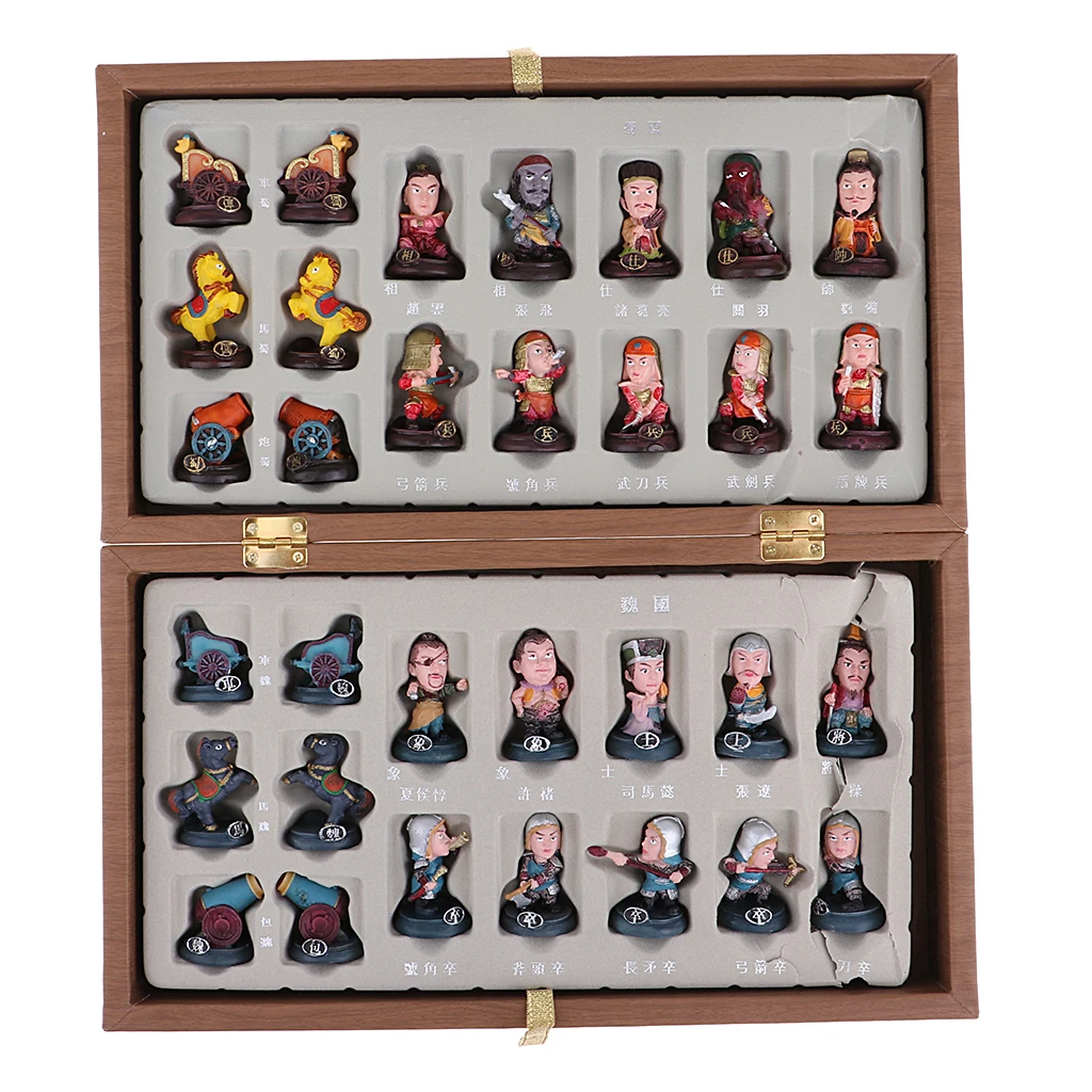 Wooden Chinese Chess Set Cartoon Chessman Folding Chess Board for Adults Toy Chess Games