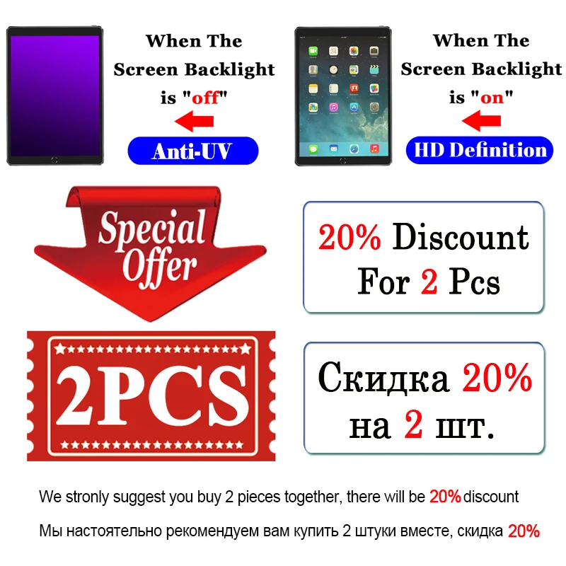 Антиуф 9,7 дюймов Защитное стекло для Apple ipad Pro 9,7 дюймовый защитный экран 5th 6th gen Air 1 2 лист закаленное стекло
