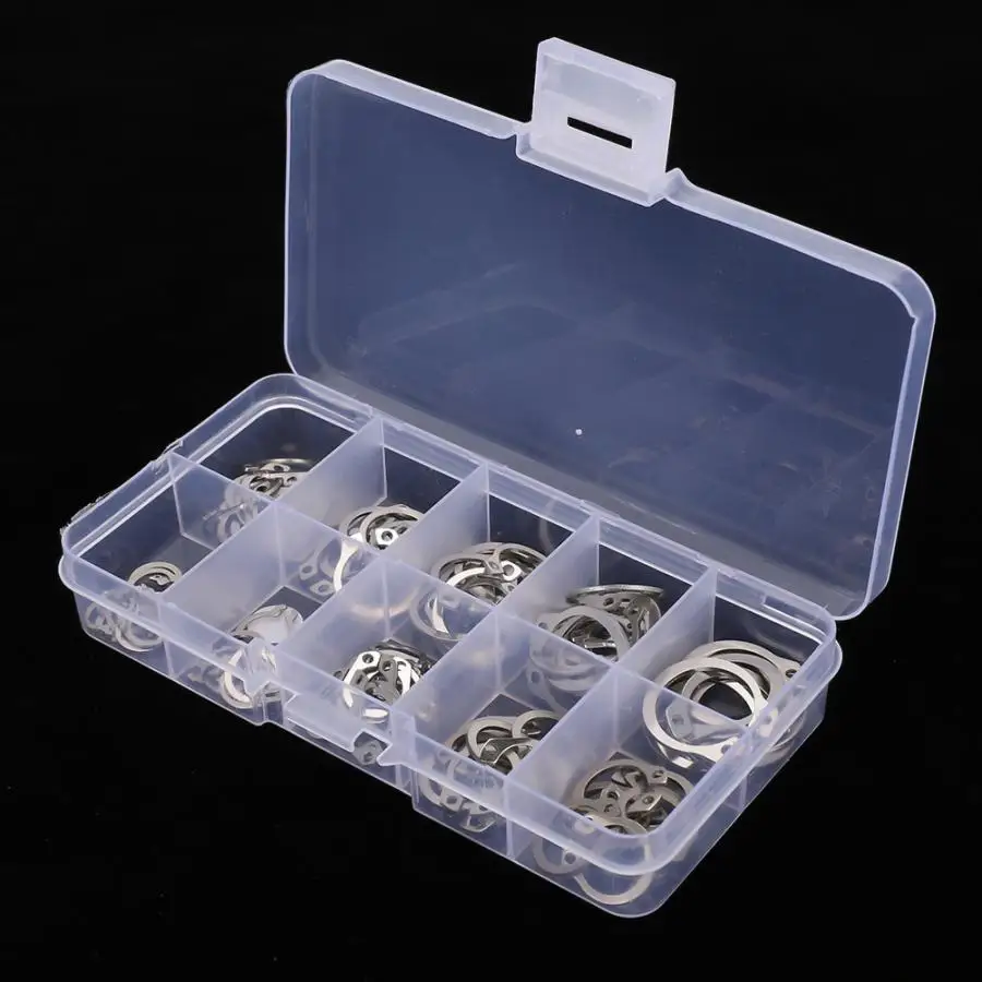 304 Stainless Steel C-Type Spring Elastic External Safety Snap Ring Circlip 100-Pack C Clips