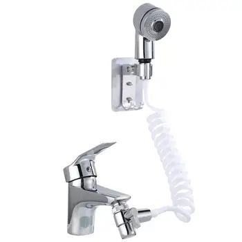 

Portable Bathroom Faucet Extenders Faucet External Shower Handheld Telescopic Small Nozzle Set Shampoo Washing Head Sprayer