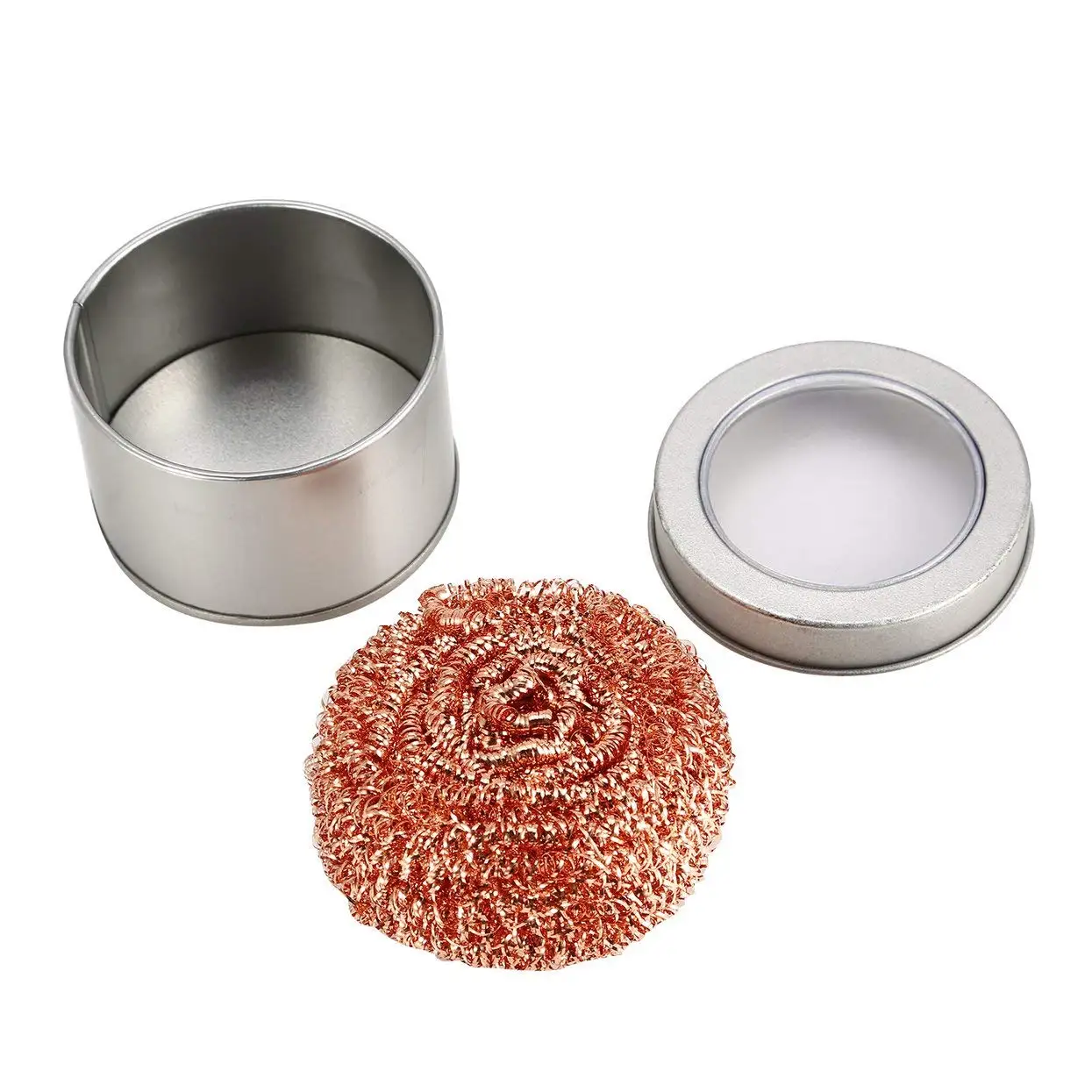 Soldering Iron Cleaner Cleaning Ball Desoldering Soldering Iron Mesh Filter Nozzle Tip Copper Wire Cleaner Ball Metal Dross Box
