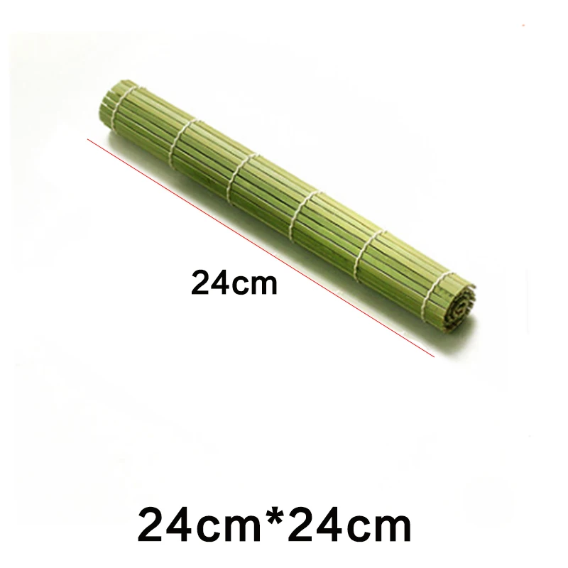 24cm Зеленый Суши Роллинг Ролик Бамбук DIY суши коврик рисовый онигири роллер ручной производитель суши инструменты Японская еда Beto аксессуары - Цвет: 24cm