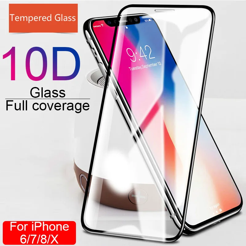 Защитное стекло 10D для iPhone 6 6S 7 8 plus 11 12 Pro Max Mini экрана X XR XS MAX | Мобильные телефоны и