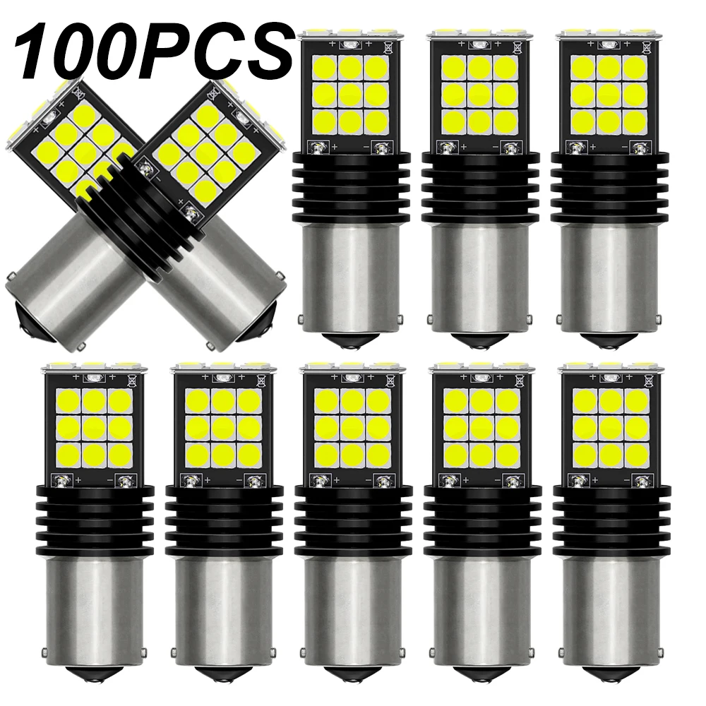 

100pcs Signal Lamp P21w Led Ba15s 1156 Py21w Bau15s Bulb 3157 T25 T20 7443 White 1157 Led Bay15d P21/5w Turn Brake Backup Light