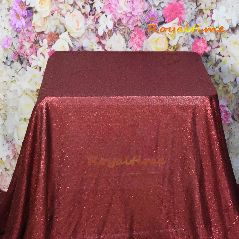 Золотая скатерть 90x132in блестящая круглая прямоугольная вышитая скатерть с блестками для свадебной вечеринки Рождественская Decoration-RT10002 - Цвет: Matte Burgundy