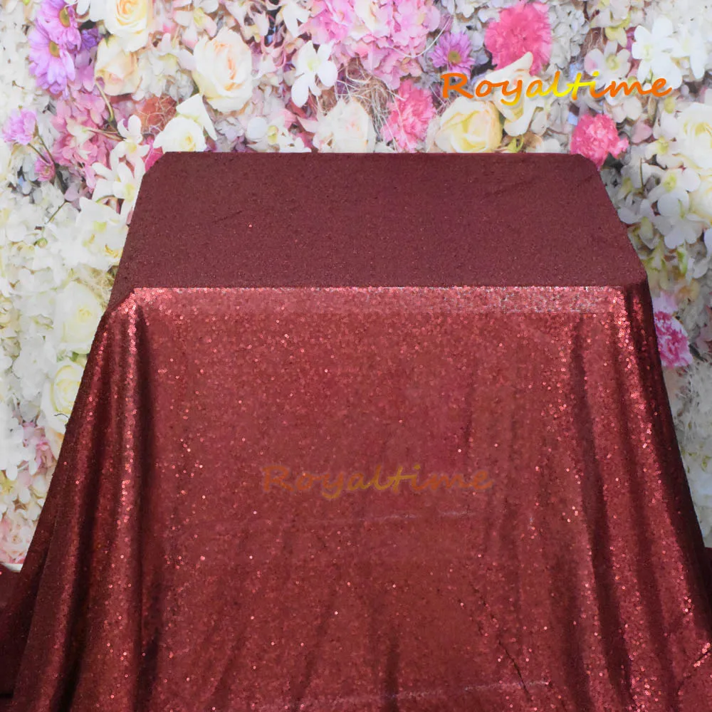 Matte Burgundy Фиолетовая скатерть 90x132in блестящая круглая прямоугольная вышитая скатерть с блестками для свадебной вечеринки Рождественская Decoration-RT102 - Цвет: Matte Burgundy