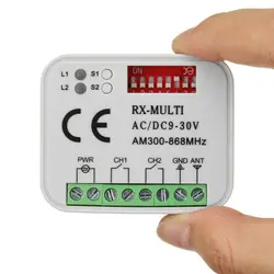 GiBiDi mando a distancia compatible con DOMINO, receptor para puerta de garaje, 2 canales, 300 900Mhz, AU01590 / AU1680 / AU1810 / AU1610