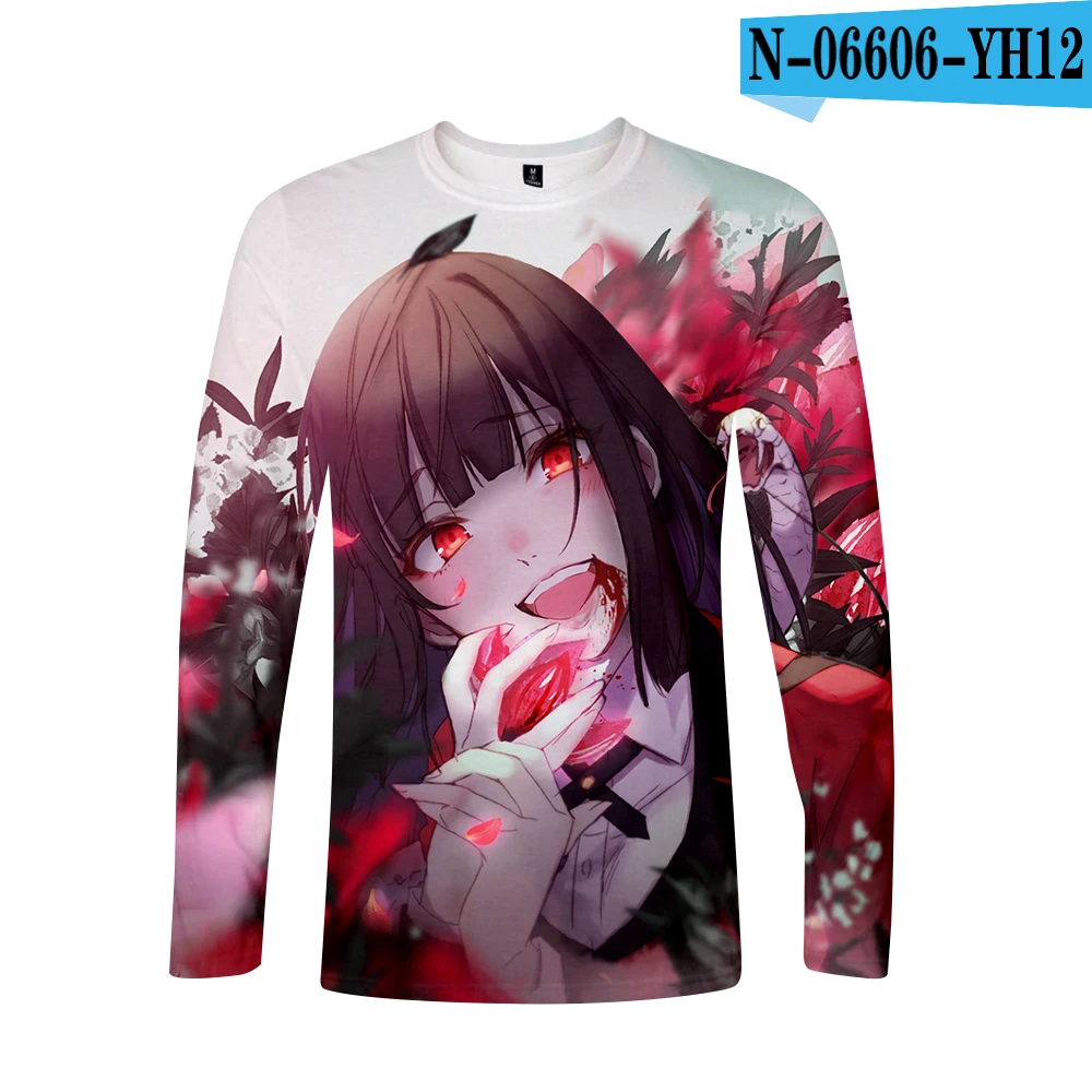Kakegurui/футболка Летняя футболка с длинными рукавами и принтом Новая футболка модная повседневная футболка с длинными рукавами крутая летняя футболка - Цвет: N06606