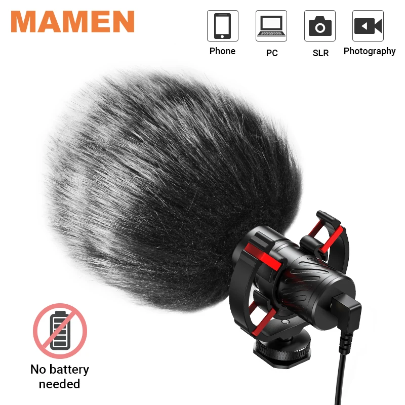 Кардиоидный видеомикрофон MAMEN MIC-08 из алюминиевого сплава для смартфонов Canon Nikon