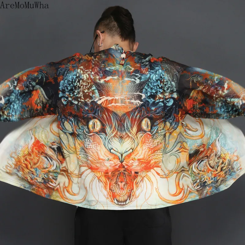 

AreMoMuWha Japanese Kimono Men and Women Lovers Cardigan Feather Woven Thin Coat and Wind Robes Tide Hanfu Clothing JacketsQX566