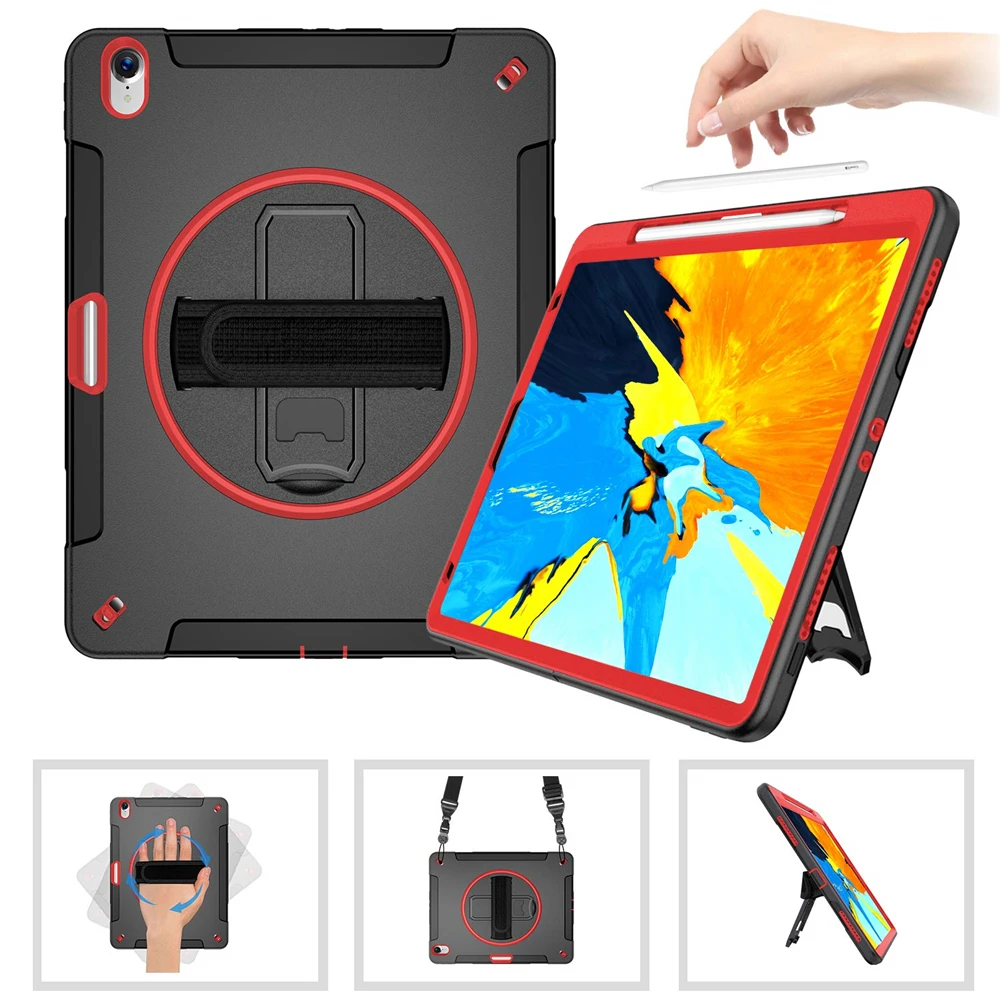 

Case Cover for iPad Pro 12.9 inch 3rd Generation 2018 Tablet with Pencil Holder & 360 Rotation Stand Hand Strap Accessorie FTLBX