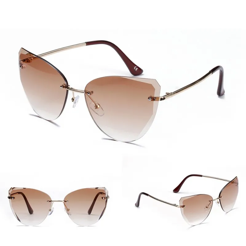 

New Arrivals Rimless Sunglasses Women Fashion Korean Style Frameless Transparent Color Lens Eyewear