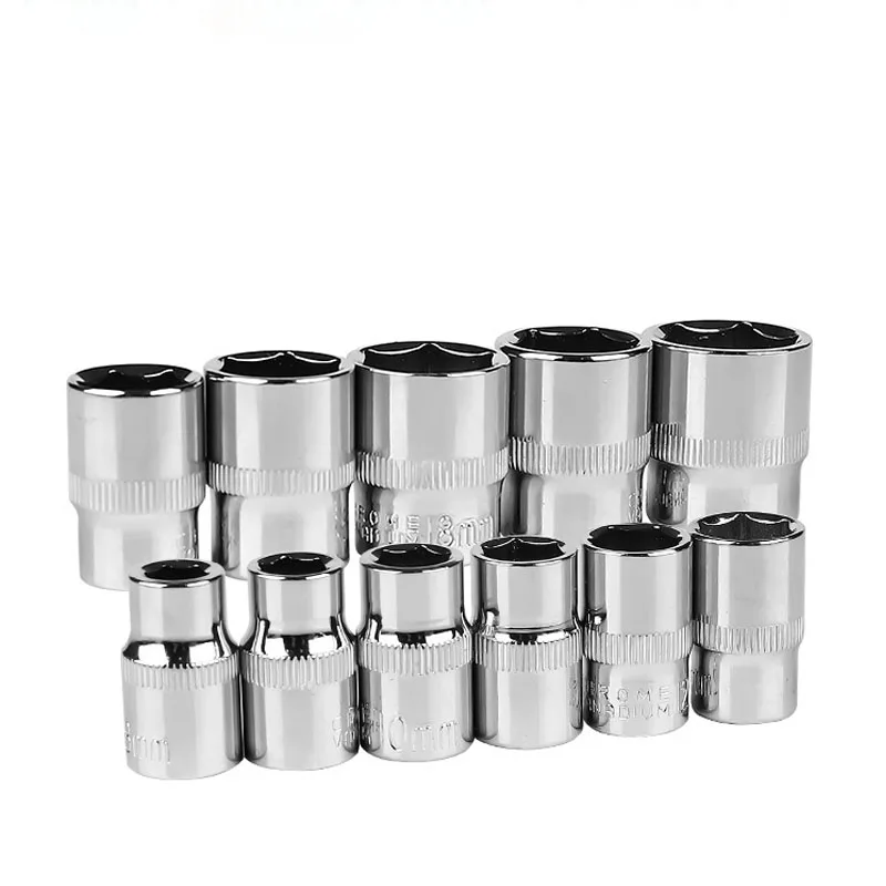 3/8" Drive Hex Short Socket Wrench Head Anti-rust 6 Point Socket Set Adapter Torque Spanner Ratchet Socket Wrench Nut Removal 5