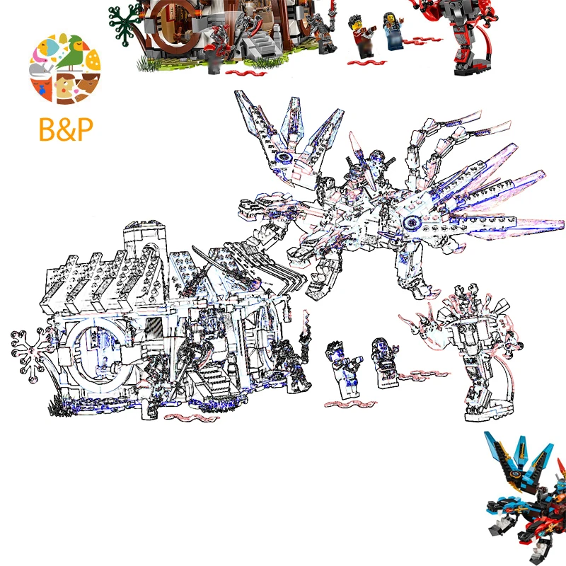 

70627 1173pcs Ninja Series The Dragon's Forge Model set Brick Educational Toy For children 10584 Building Block Gift