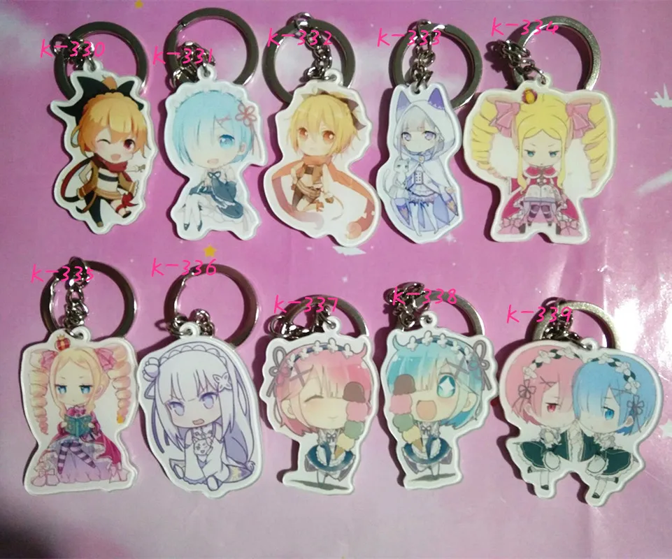 10 pcs/lot Anime Re:Life in a different world from zero acrylic figure keychain keyring Single double-sided pendant toy gift | Игрушки и