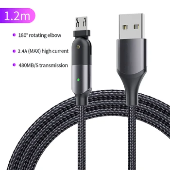 

180 Rotation Charging Cable Fast Charging LED Indicator Data Line For Samsung Xiaomi Mobile Phone Data Cord Rotate Data Line