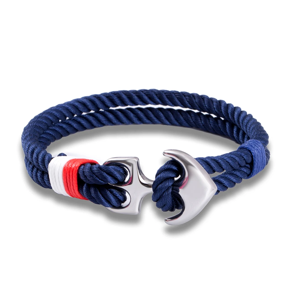 Bracelet Jewelry Stainless Steel Anchor Bracelets Men Nautical Survival Rope Chain Paracord Bracelet Male Wrap Metal Sport Hooks Eif Dock