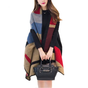 

8 Styles Women Winter Wrap with Sleeve Shawls and Wraps Thicken Scarf Stoles Warm Reversible Ponchos and Capes