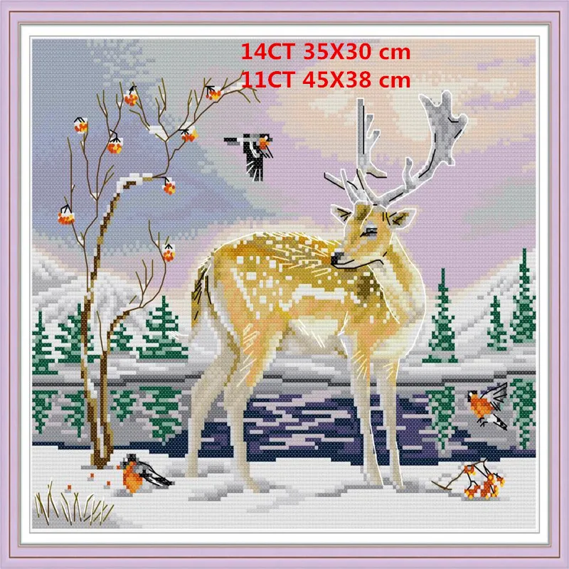 Joy Sunday Christmas рога Набор для вышивания крестиком DMC набор для рукоделия Набор для вышивания крестиком аксессуары для украшения дома