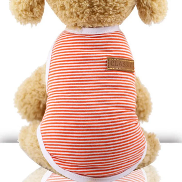 XS-2XL собака мелких пород одежда дышащий хлопок свободная щенок летняя футболка полосатый собаки жилет - Цвет: Orange