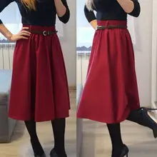 Новое Женское однотонное с высокой талией длинное миди расклешенное плиссированное платье с коротким и широким подолом длинная юбка с поясом 3EE