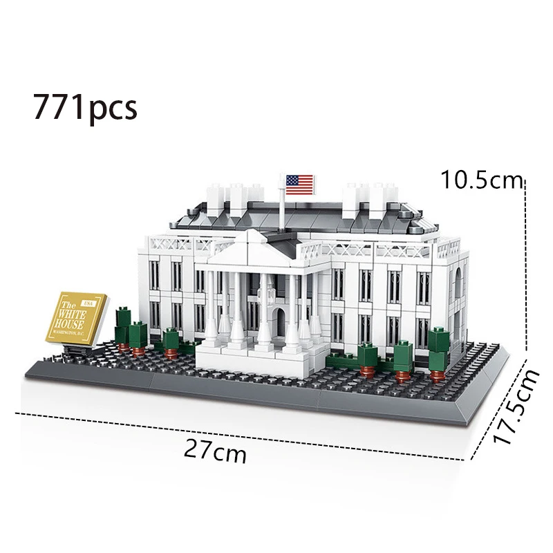 

WANGE Architecture USA White House of Washington Building Blocks Sets City Bricks Classic Skyline Model Kit Gifts Toys 4214
