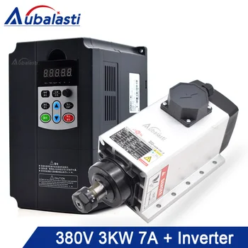 

Aubalasti 3KW Air Cooling Spindle 380V 7A + Inverter 3 Phase 380V 4KW Current 9A for CNC Router machine