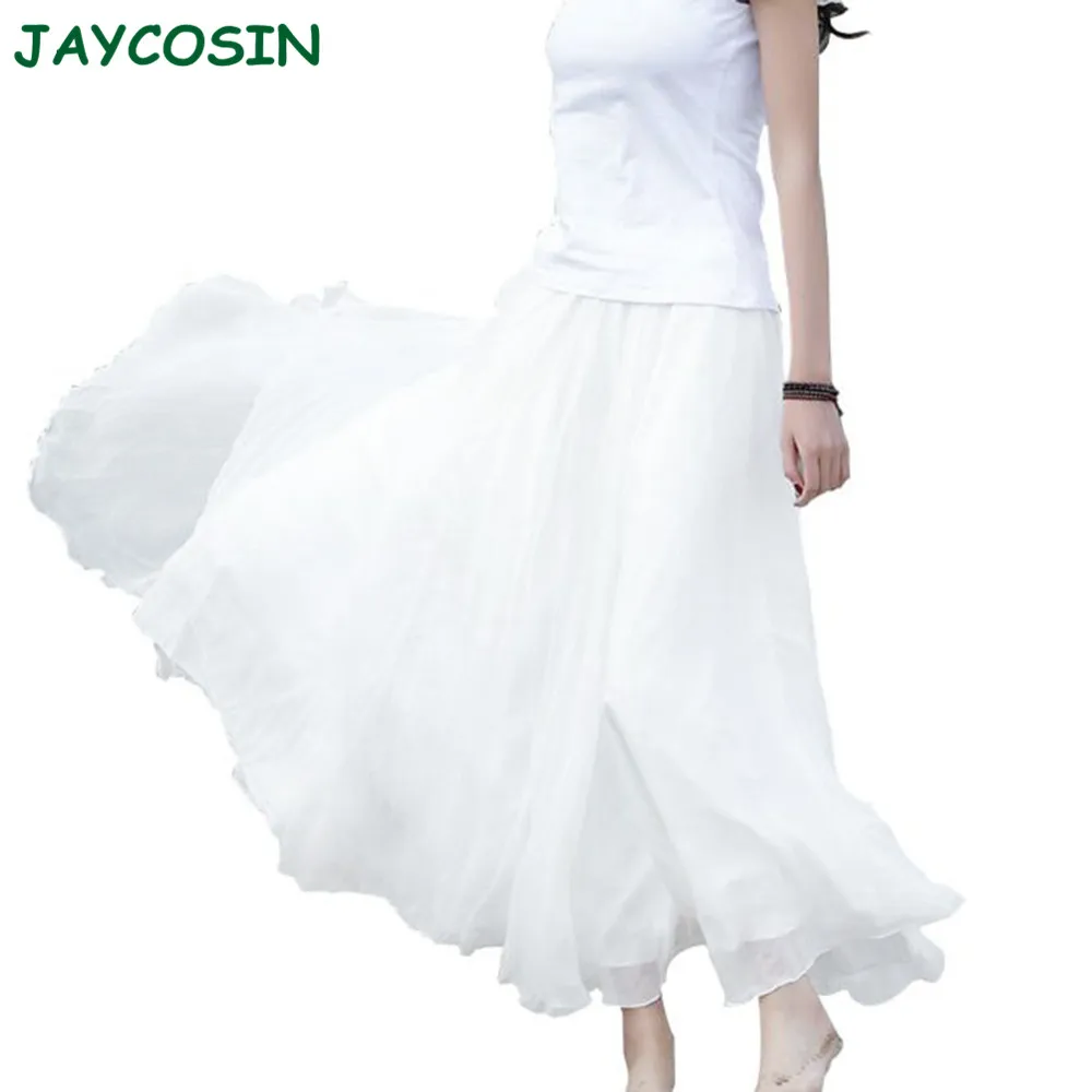 JAYCOSIN модные длинные юбки Женская однотонная фатиновая юбка повседневное Пляжное
