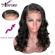13х6 парики из натуральных волос на кружеве 130%-180% плотность объемная волна индийские волосы remy Предварительно выщипанные для черных женщин с детскими волосами Aofire