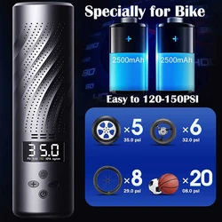 Pompe de gonflage automatique et numérique pour pneus, compresseur d'air puissant, haute pression, 7.4v, pour voiture, moto, vélo 