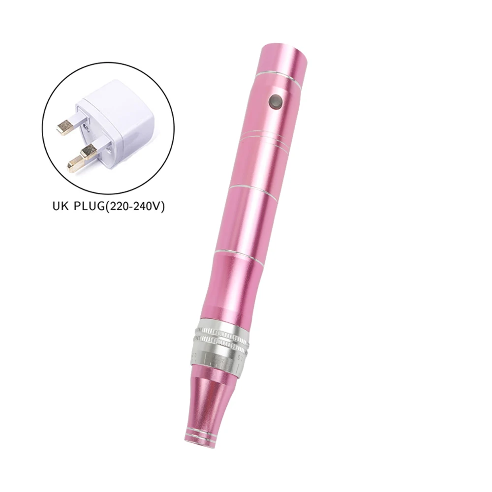 UK plug Pink Профессиональная перезаряжаемая Дерма-ручка, беспроводное удаление шрамов от акне, Dr ручка, инструменты для ухода за кожей, микро иглы, Дерма, инструменты для татуировки, ручка - Цвет: UK plug Pink